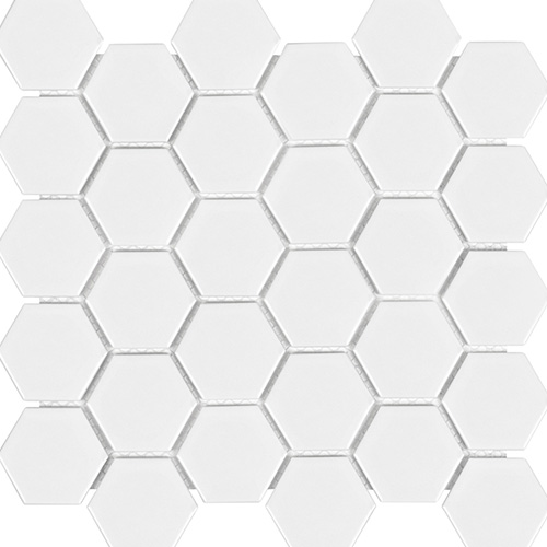 White Hexagon Mosaic Tiles